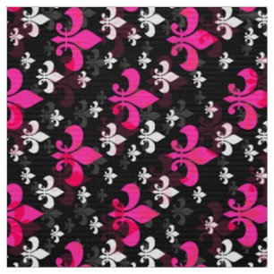 Roze Zwarte Fleur De Lis Stof