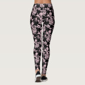 Roze/Zwarte Floral Designer Leggings voor vrouwen (Achterkant)