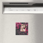 Roze zwarte Floral Foto opslaan Magnet Datum Magne Magneet (Insitu (Vaatwasser))