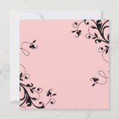 Roze zwarte Floral Swirls Rehearsal Dinner Invite Kaart (Achterkant)