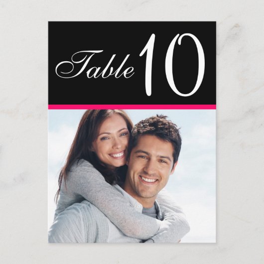 Roze Zwarte Foto Trouwtafel Nummer Kaarten (Voorkant)