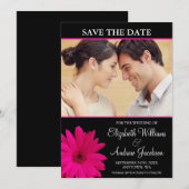 Roze zwarte foto van Daisy Save the Date (Voorkant / Achterkant)