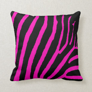 Roze zwarte frambozen zebra gestreepte sierkussen