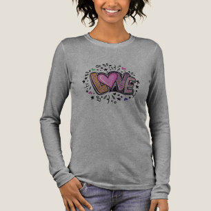 Roze Zwarte Funky Moderne Liefde Tekst Uitgesneden Tri-Blend Shirt