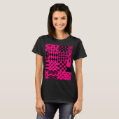 Roze Zwarte Gemengde Patchwork Ontwerp T-shirt (Voorkant volledig)