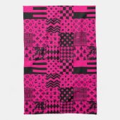 Roze Zwarte Gemengde Patchwork Ontwerp Theedoek (Verticaal)