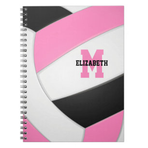 roze zwarte gepersonaliseerde girale volleybal notitieboek