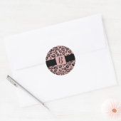 Roze & Zwarte Geschilderde Cheeta Luipaardprint St Ronde Sticker (Envelop)