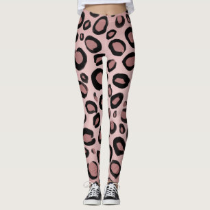 Roze & Zwarte Geschilderde Jachtluipaard Print Sti Leggings