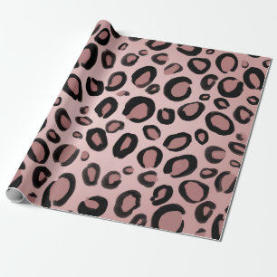 Roze & Zwarte Geschilderde Jachtluipaard Print Vle Cadeaupapier