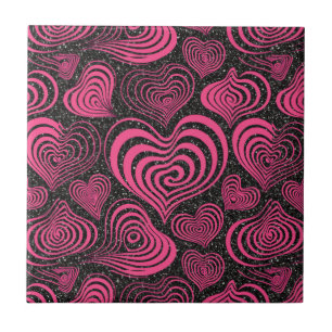 Roze zwarte glam abstract hart naadloos patroon tegeltje