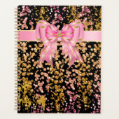 Roze zwarte glitter booggoudsmeedstrijken planner (Voorkant)