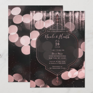 Roze Zwarte Glitter Lichtjes Mystieke Verloving Kaart