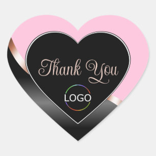 Roze Zwarte Golvende Roze Goud met Logo Schattig D Hart Sticker