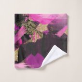 Roze zwarte goudglitter moderne borstelglam bad handdoek (Wasdoekje)
