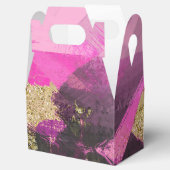 Roze zwarte goudglitter moderne borstelglam bedankdoosjes (Geopend)