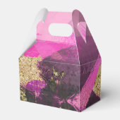 Roze zwarte goudglitter moderne borstelglam bedankdoosjes (Voorkant Zijde)