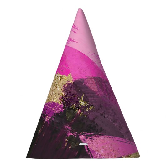 Roze zwarte goudglitter moderne borstelglam feesthoedjes (Rechts)