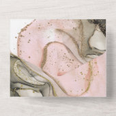 Roze zwarte goudWaterverf - Moderne bruiloft All In One Uitnodiging (Achterkant)