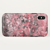 Roze zwarte grijze gemottled mozaïektegel Case-Mate iPhone case (Achterkant (horizontaal))