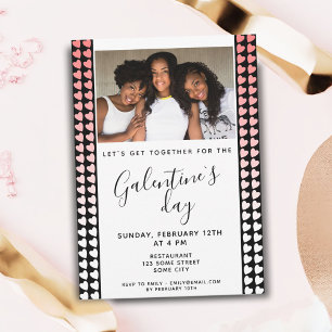 Roze Zwarte Hart Vriend Foto Galentine`s Dag Kaart