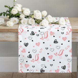 Roze Zwarte Harten Cute Love You Cadeau Tafel Runn Lange Tafelloper