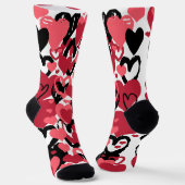 roze zwarte harten sokken (Gebogen)