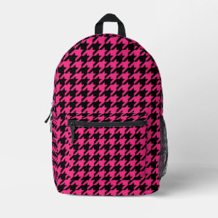 Roze Zwarte Houndstooth Check Bedrukte Rugzak