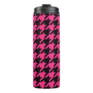 Roze Zwarte Houndstooth Check Thermosbeker