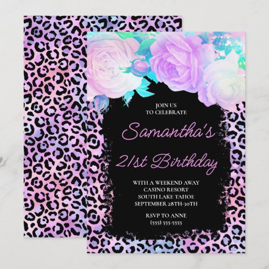 Roze zwarte ijsvrucht 21e verjaardag kaart (Voorkant / Achterkant)