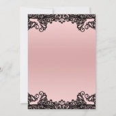 Roze zwarte inkt kant elastisch huwelijk kaart (Achterkant)