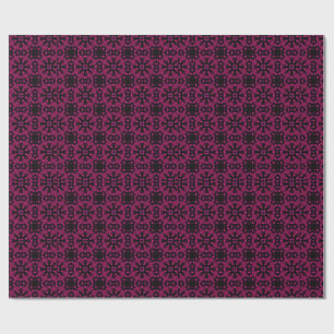 Roze & Zwarte Kaleidoscoop Fractal Patroon Inpakpa Cadeaupapier