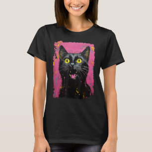 Roze Zwarte Kat T-shirt