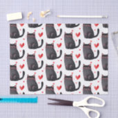 Roze Zwarte Katten Harten Verjaardag Tissuepapier (Craft)