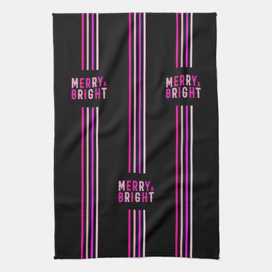 Roze Zwarte Kerstfeest Theedoek (Verticaal)