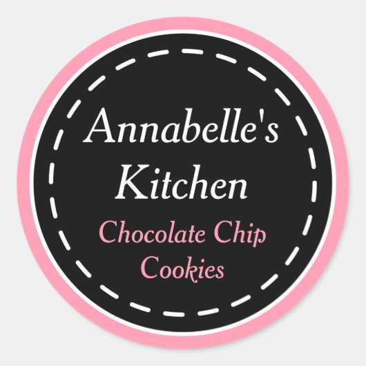 Roze zwarte keuken voor het bakken Gift Labels Sti (Voorkant)