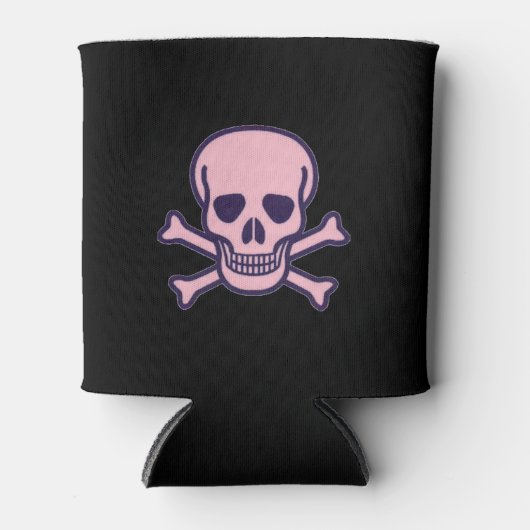 Roze zwarte koelbox aan de schedel 2 zijden blikjeskoeler (Voorkant)