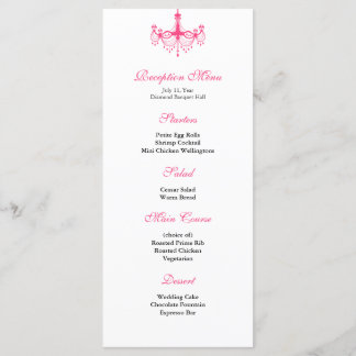 Roze & Zwarte Kroonluchter Receptie Menu