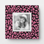 Roze zwarte leopard Pattern zonder frameless foto  Fotoplaat (Voorkant)