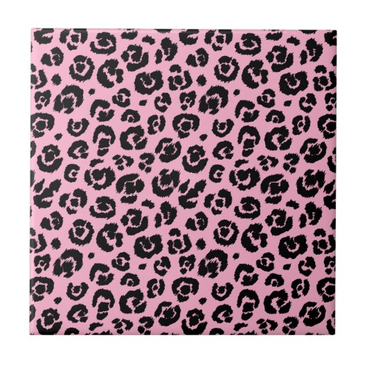 Roze zwarte luipaard afdrukken tegeltje (Voorkant)