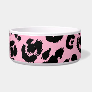 Roze zwarte luipaard afdrukken voerbakje
