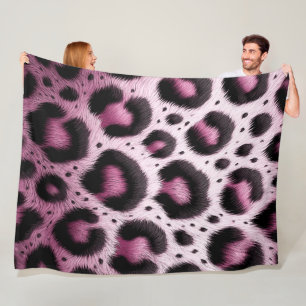 Roze & Zwarte Luipaard Bont Dierenprint Stippen Fleece Deken