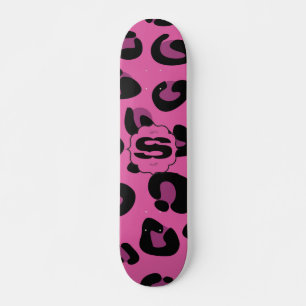 Roze Zwarte Luipaard Cheetah Old School Skateboard