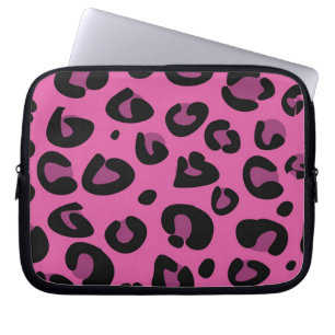 Roze Zwarte Luipaard Cheetah Print Beschermend Hoe Laptop Sleeve