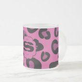 Roze zwarte luipaard Frosted Glass Coffee Mok Cup (Voorkant rechts)