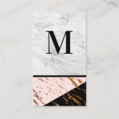 Roze zwarte marmer Gold Foil Visitekaartje (Voorkant)