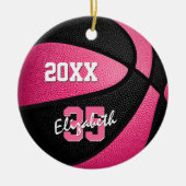 roze zwarte meisjes mand basketbal keramisch ornament (Voorkant)