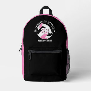 Roze zwarte meisjes tiener volleybal team kleuren bedrukte rugzak