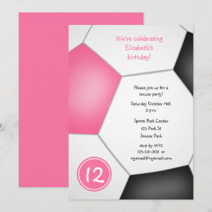 roze zwarte meisjes voetbalfeest kaart