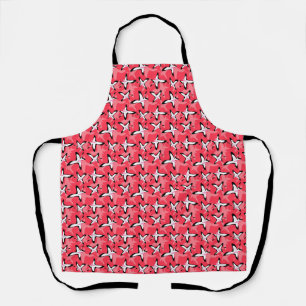 Roze zwarte moderne abstracte bloemen schort
